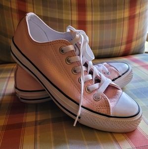 Pink Leather Converse All Star Low Top Women's Size 7 Shoes Sneakers White Rare